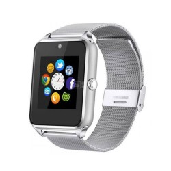 Smartwatch bracelete metálica cartão SIM câmera