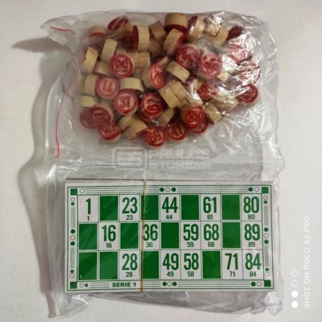 Bingo em saco com peças em madeira